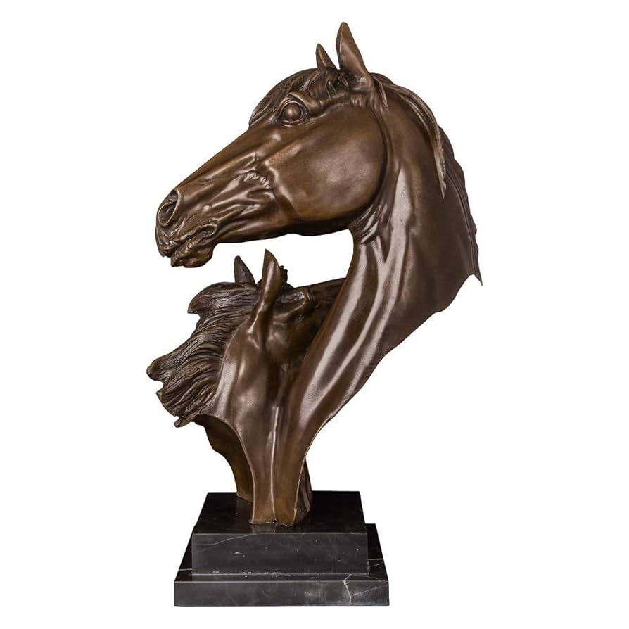 Amazon.co.jp: ブロンズ 馬 母子 頭像 動物 彫刻 置物